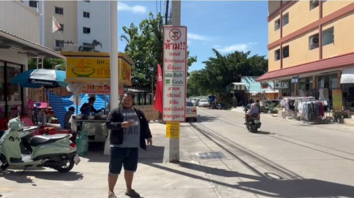 Drama Surrounding No Parking Sign Prohibiting Grab and Bolt in Pattaya Sparks Controversy